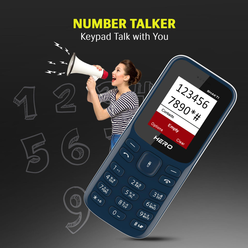 Lava Hero Shakti Keypad Mobile Phone with Vibration Alert | 1.8" Big Display | Long-Lasting Battery - upto 7 Days Standby Time | Auto Call Recording | Wireless FM | Number Talker | Dark Blue