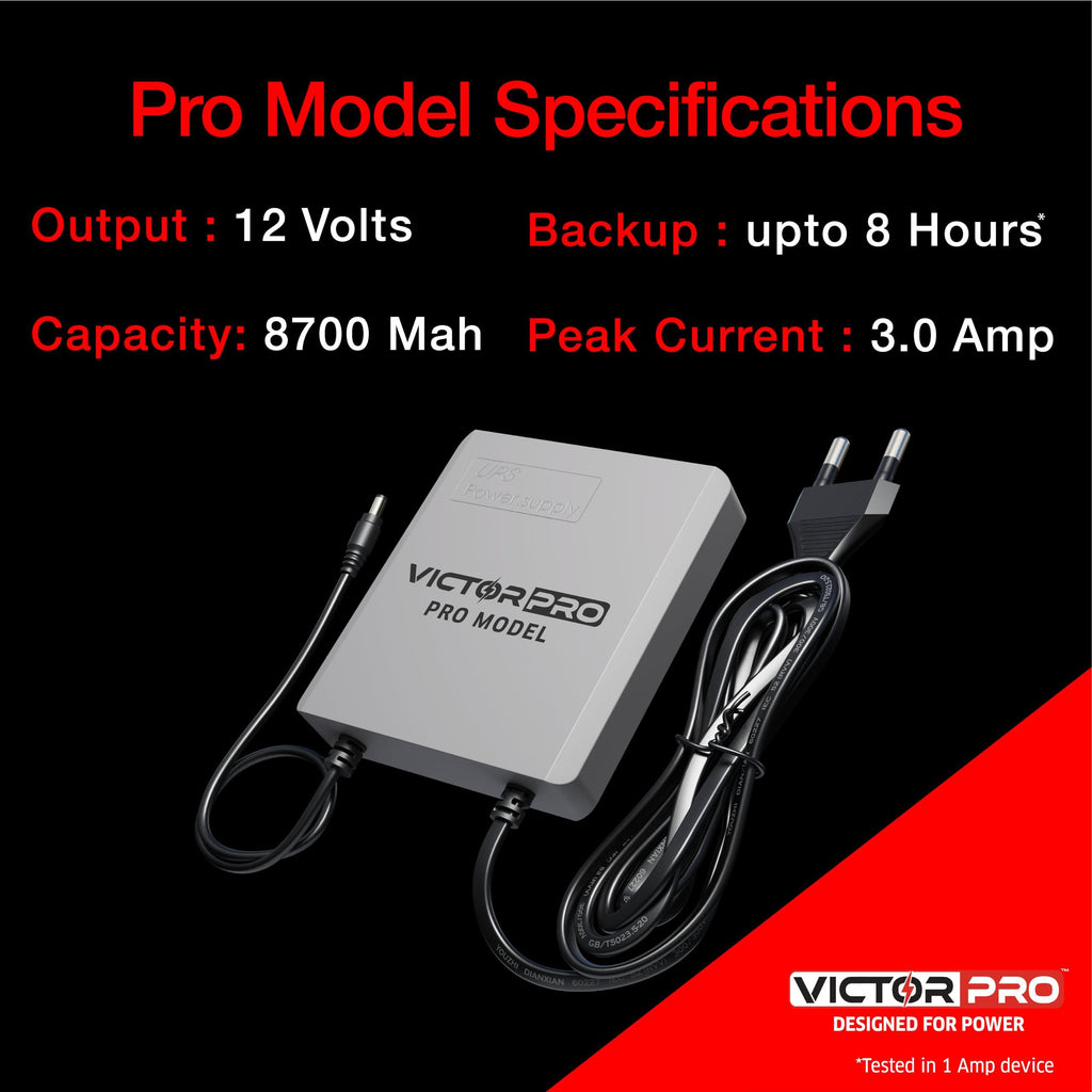 VictorPro 12V Mini UPS Pro for WiFi Router Airtel Xtream JioFiber | Power Backup up to 7 Hours | Replaceable Battery| UPS for Wi-Fi Router & Modem up to 3A | Portable ups for CCTV, Set Top Box & More