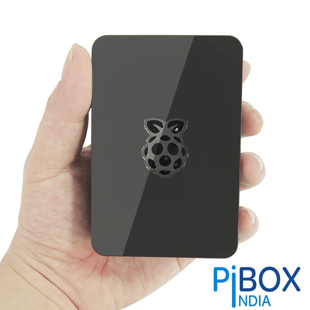 PiBOX India for Raspberry Pi 4 Case 1Gb, 2GB, 4GB, 8GB Black, Raspberry Pi 4 Case with air vents, with logo top screwless modular design, ports access Raspberry Pi 4 Model B, Pi 4B, Pi 4,Camera and Ports ABS (Black)