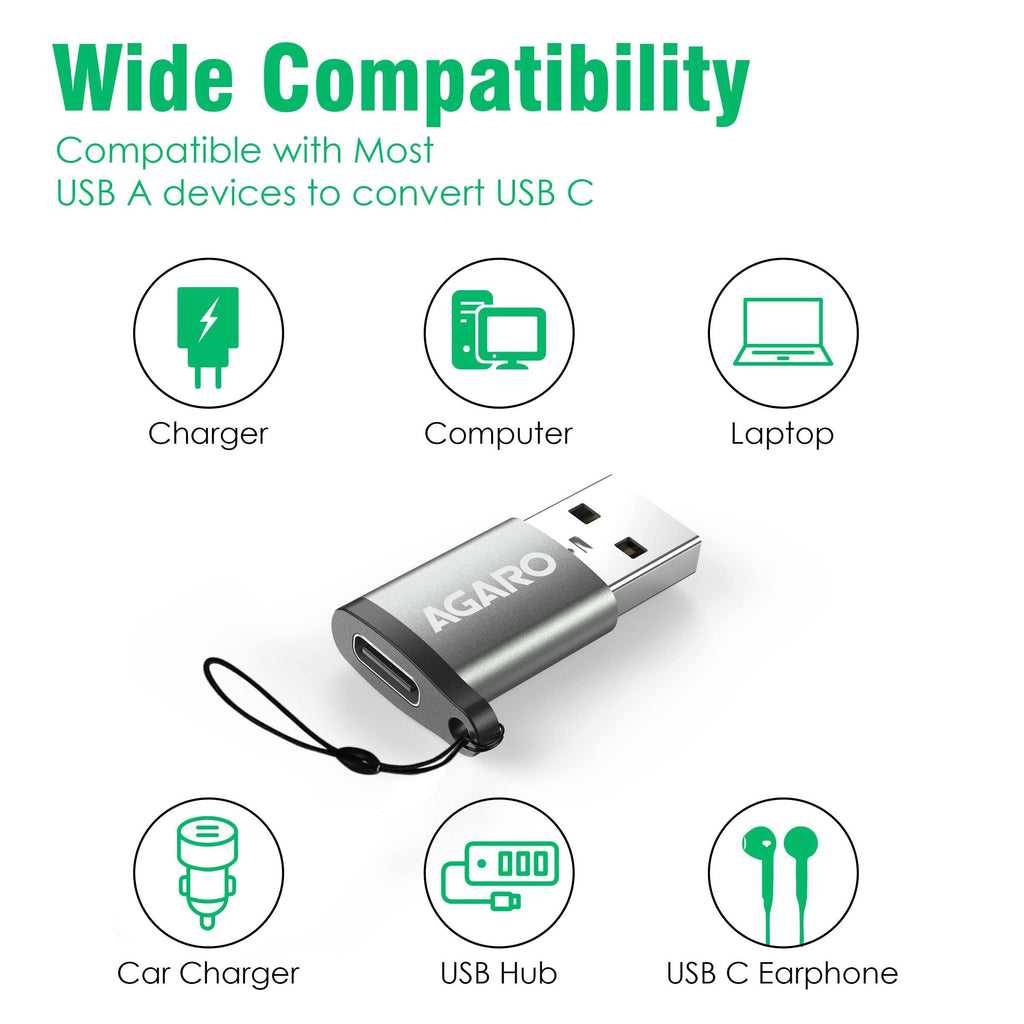 AGARO USB 3.0 Type C Female to USB Male OTG Adapter, 5 Gbps High-Speed Data Transfer, Compatible with Laptops, Tablets, Smartphone, Chargers and More Devices with Standard USB A Interface