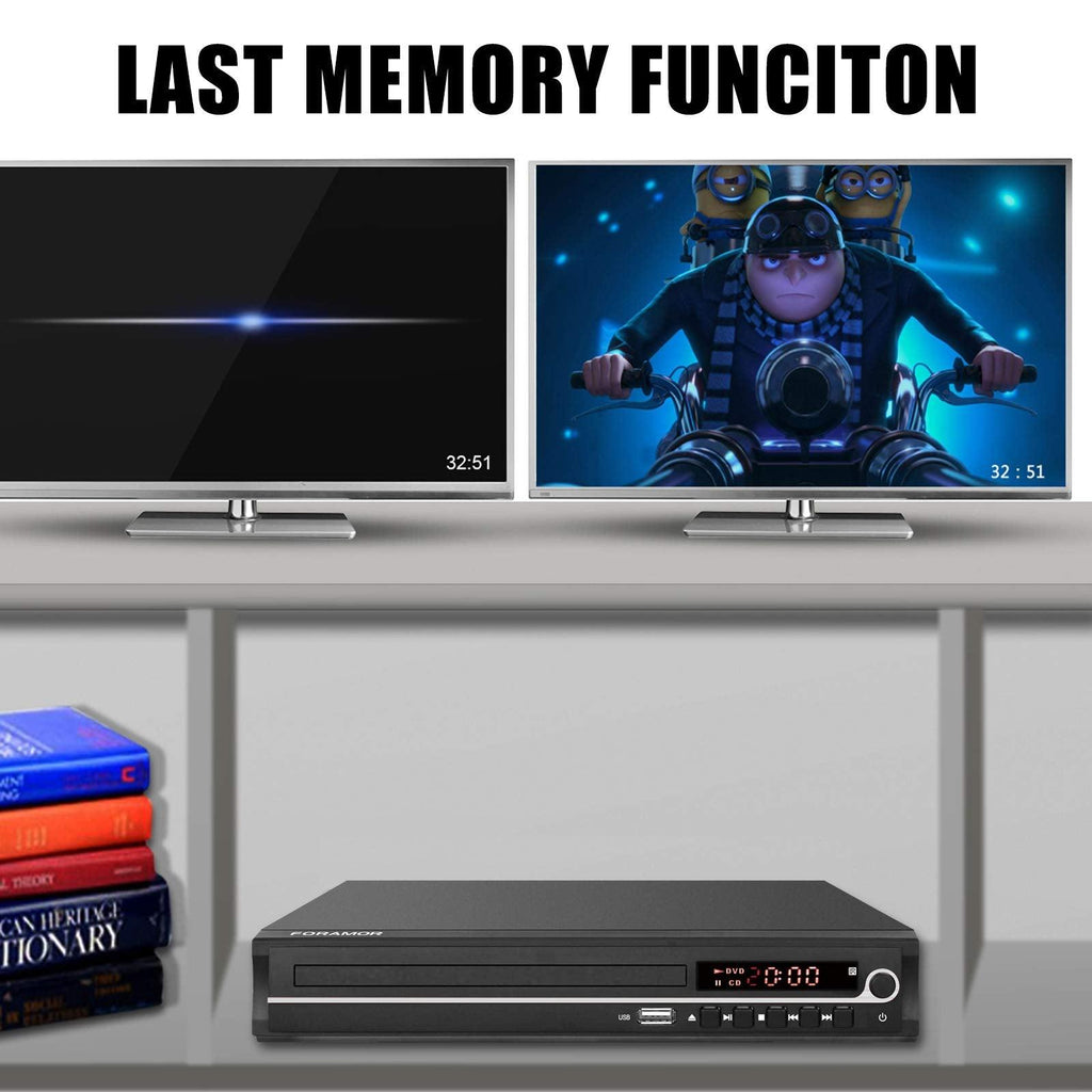 DVD Player,Foramor HDMI DVD Player for TV Support 1080P Full HD with HDMI Cable Remote Control USB Input Region Free HDMI Home DVD Players