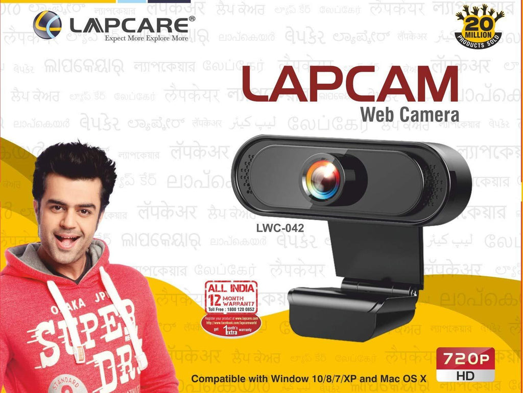 LAPCARE Lapcam HD 720 P, Noise Isolated Microphone with Computer HD stremaing Web cam for Desktop & Laptop with mic with Wide Angle Lens & Large Sensor for Superior Low Light, Optical (Black)