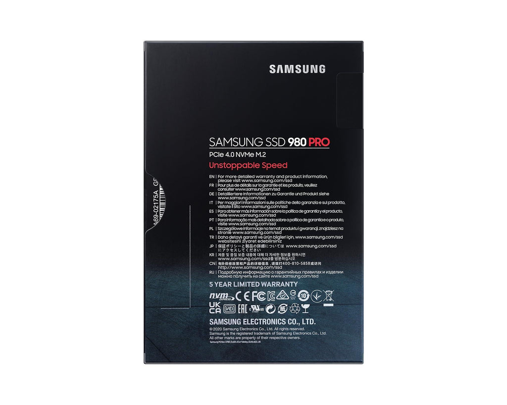 Samsung 980 PRO 500GB Up to 6,900 MB/s PCIe 4.0 NVMe M.2 (2280) Internal Solid State Drive (SSD) (MZ-V8P500)