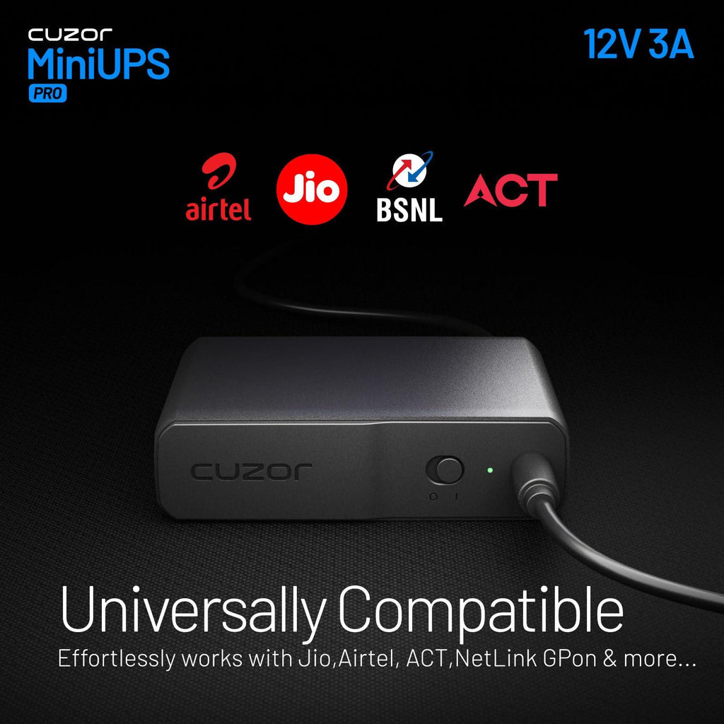 Cuzor Mini UPS PRO | Backup Upto 8 Hours | 3x2900 mAh Battery | Supports Jio, Airtel & All Other 12V Routers Upto 3Amps | Ups for 12V WiFi Router | Power Backup for WiFi Router | WiFi ups