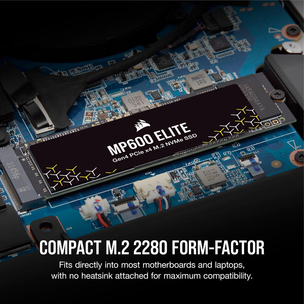 Corsair MP600 Elite 2TB PCIe Gen4 x4 NVMe M.2 SSD -Upto 7000 MB/s - High-Density 3D TLC NAND - M.2 2280