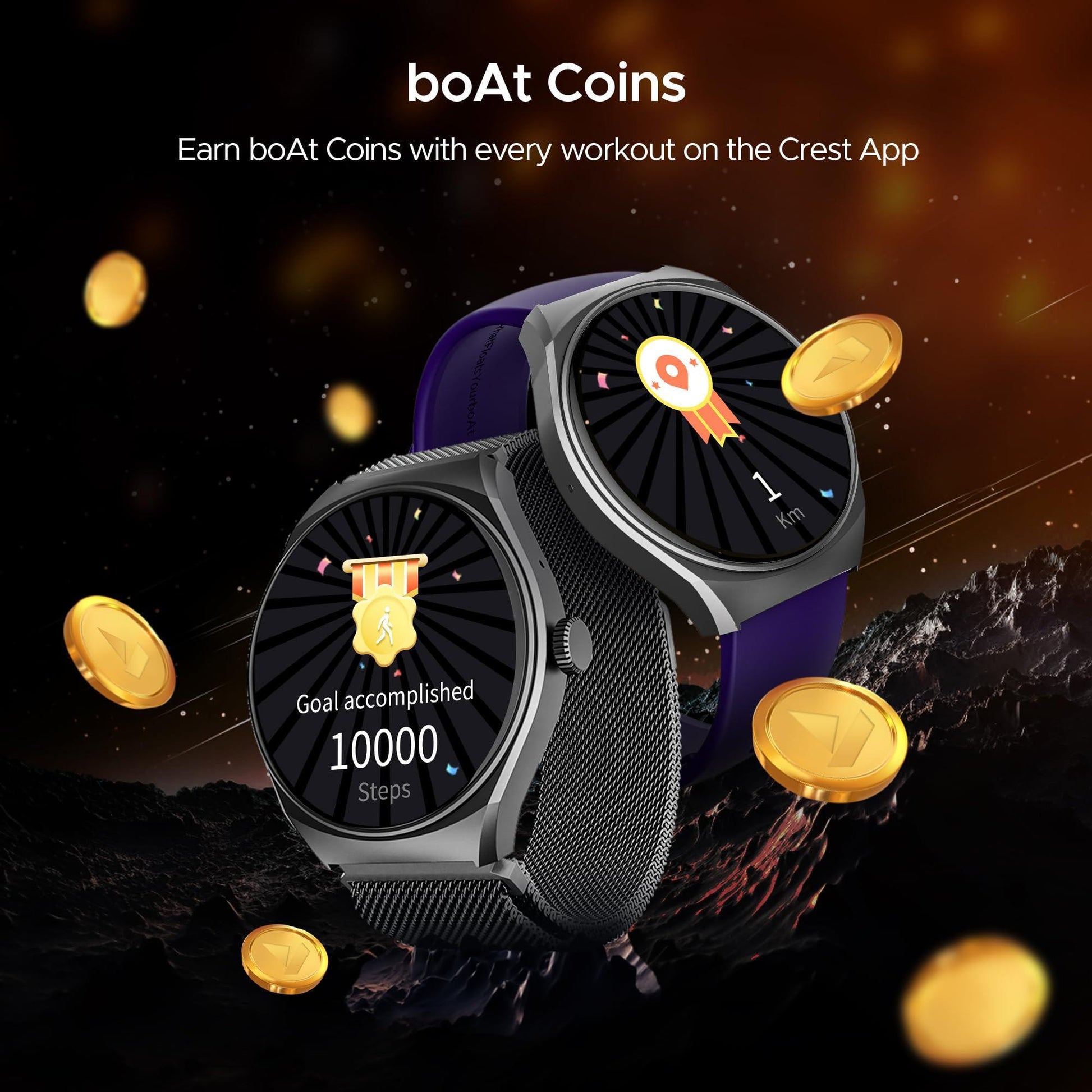 boAt Lunar Comet with 1.39" HD Display, Advanced Bluetooth Calling, Functional Crown, Multiple Sports Mode,100 Watch Faces, HR & SpO2 Monitoring,IP67, Smart Watch for Men & Women(Deep Purple) - Triveni World