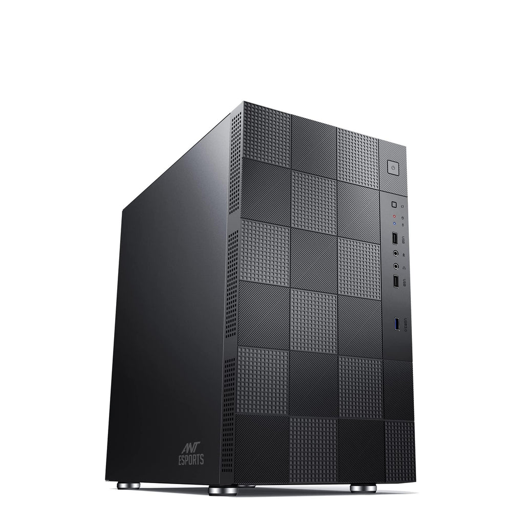 Ant Esports Elite 1000 PS Mid-Tower Computer Case/Gaming Cabinet - Black | Supports M-ATX, ITX with Pre-Installed 1 x 120mm Black Rear Fan