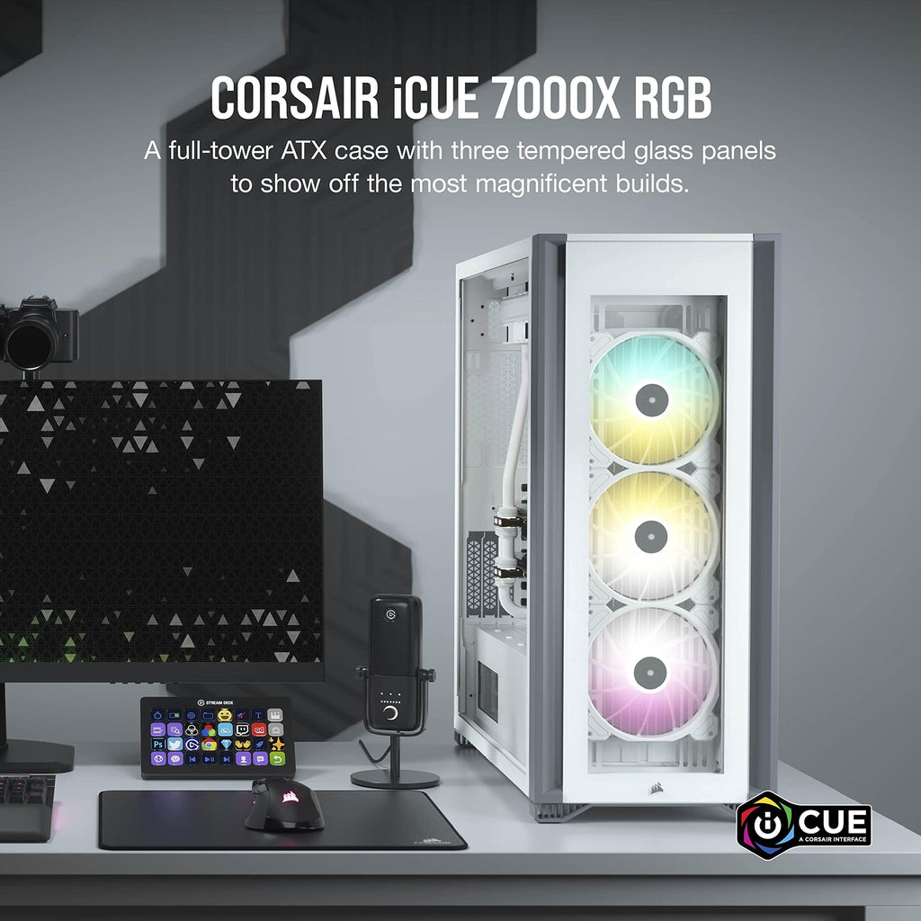 Corsair iCUE 7000X RGB Tempered Glass Full-Tower ATX Computer Case/Gaming Cabinet - White - CC-9011227-WW