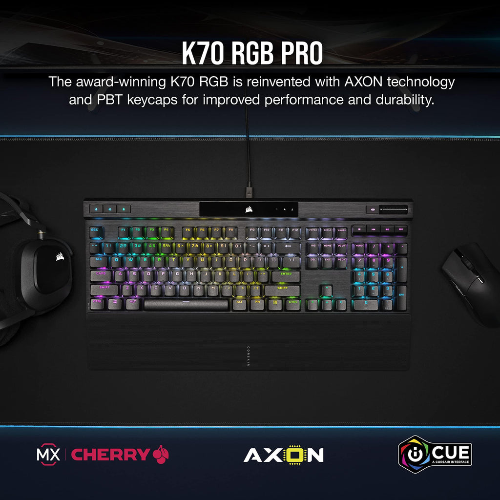 Corsair K70 RGB PRO Mechanical Gaming Keyboard, Backlit RGB LED, Cherry MX Brown Keyswitches, Black