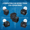 Orei Universal Travel Adapter with 2 USB Ports, 3 in 1 Universal Charger, International Travel Adapter for Cell Phones, Tablets, Camera, for Travelers to US, Europe, UK & More