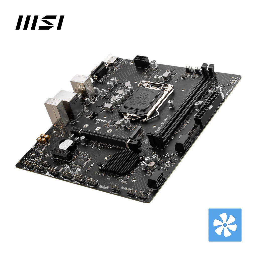 MSI PRO H510M-B Motherboard, Micro-ATX - Supports Intel Core 10th Gen Processors, LGA 1200-2 x DIMMs, 1 x PCIe 3.0 x16, USB 3.2 Gen1, 1G LAN, HDMI 1.4