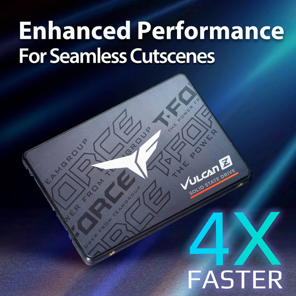 TEAMGROUP T-Force Vulcan Z 256GB SLC Cache 3D NAND TLC 2.5 Inch SATA III Gaming Internal Solid State Drive SSD (R/W Speed up to 520/430 MB/s) T253TZ256G0C101