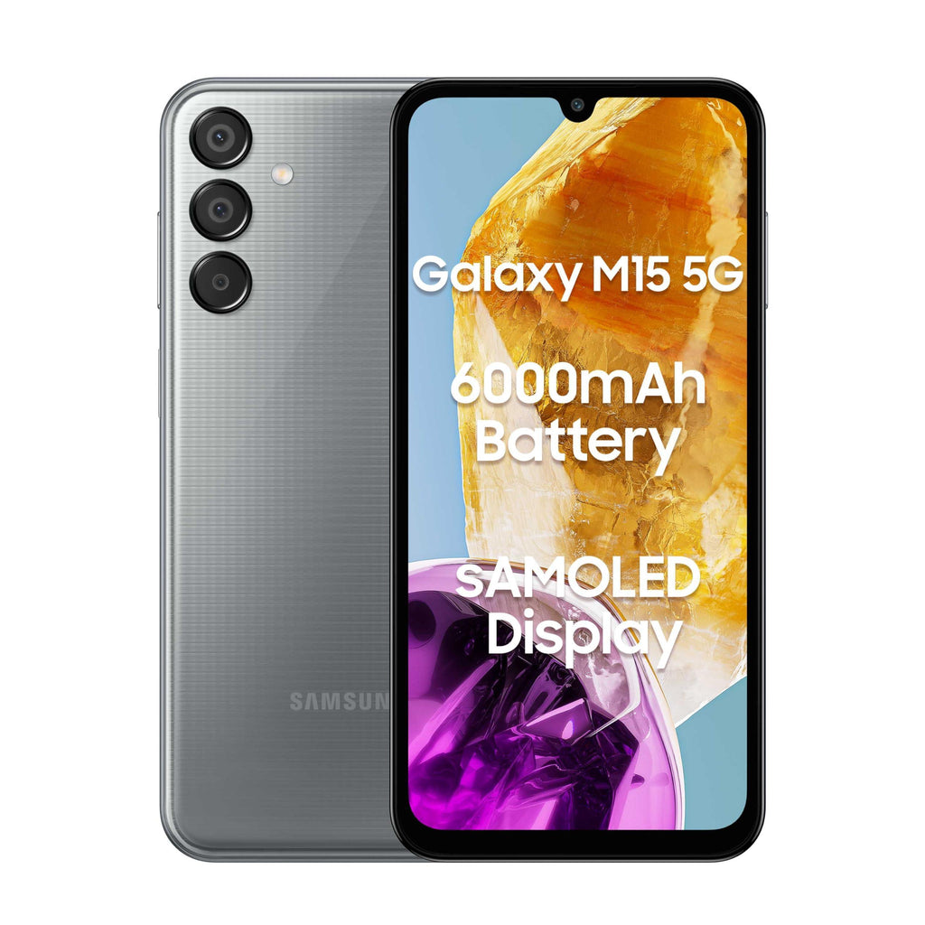 Samsung Galaxy M15 5G (Stone Grey,4GB RAM,128GB Storage)| 50MP Triple Cam| 6000mAh Battery| MediaTek Dimensity 6100+ | 4 Gen. OS Upgrade & 5 Year Security Update| Super AMOLED Display - Triveni World