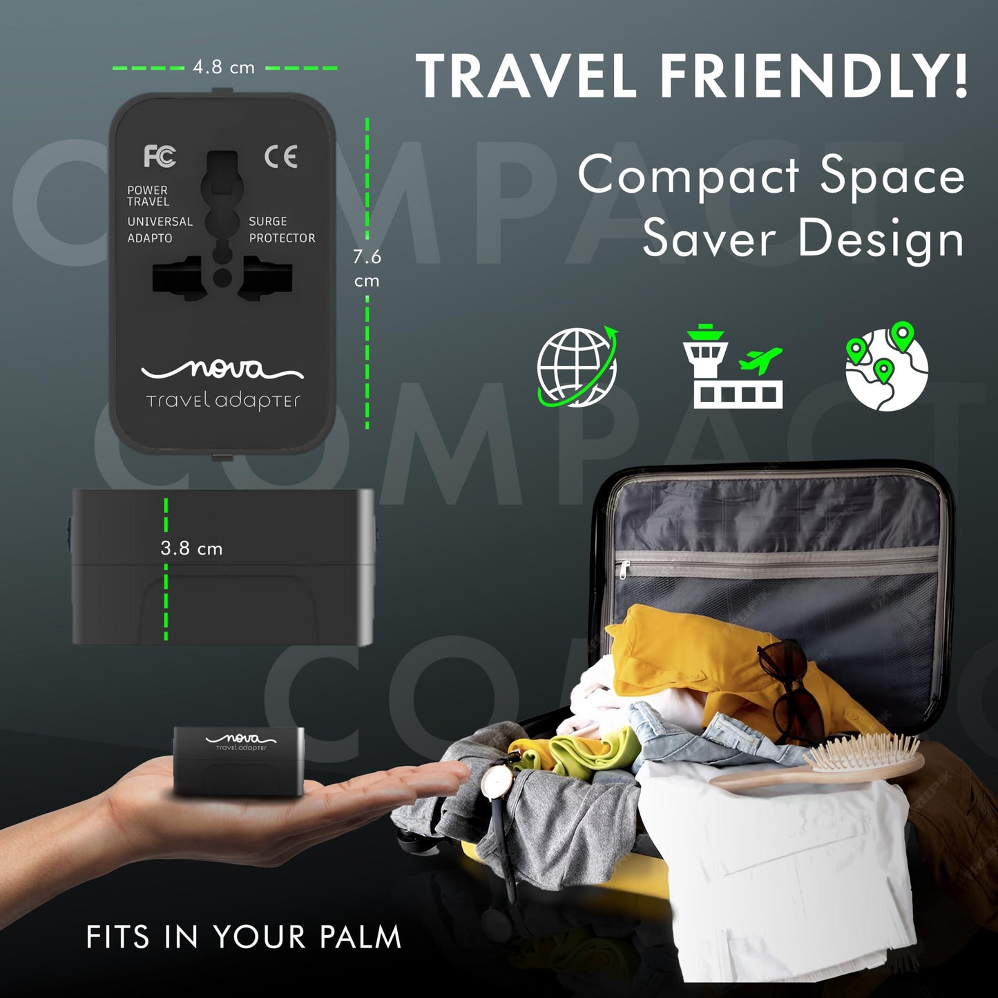 Universal Travel Adapter Universal Adapter and International Travel Adapter Perfect for Multi Country Travel Compatible in Europe Asia UK US Essential for Global Travelers with High Speed USB & USB C