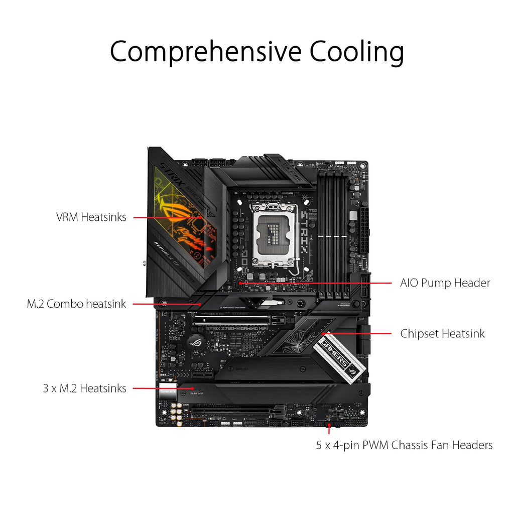 ASUS Rog Strix Z790-H Gaming(WiFi 6E) Lga 1700(Intel12&13Th Gen) ATX Gaming Motherboard(Ddr5-7800 Mt/S,Pcie 5.0 X16 with Q-Release,4Xpcie 4.0 M.2 Slots,USB 3.2 Gen 2X2 Type-C,Front-Panel Connector)