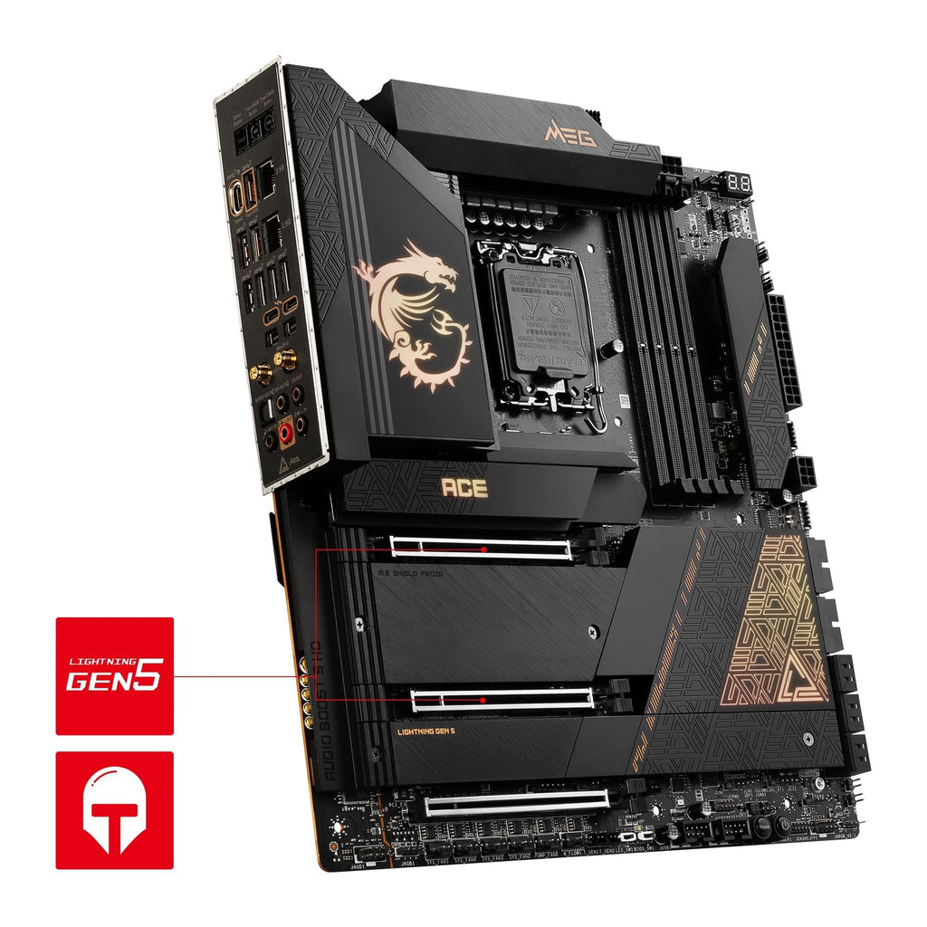 MSI MEG Z790 ACE Motherboard, E-ATX - Supports Intel 14th/13th/12th Gen Core Processors, LGA 1700-105A SPS VRM, DDR5 7800+MHz/OC, PCIe 5.0 & 4.0 x16, M.2 Gen5, Dual 2.5G LAN, Wi-Fi 6E, Thunderbolt 4