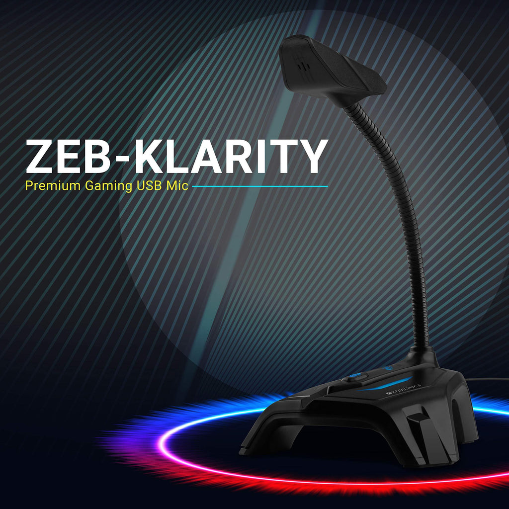 Zebronics Zeb-Klarity USB Gaming Mic for Recording / Streaming, compatible with PC, Omni Directional sound pickup, Flexible Neck, Mute Button