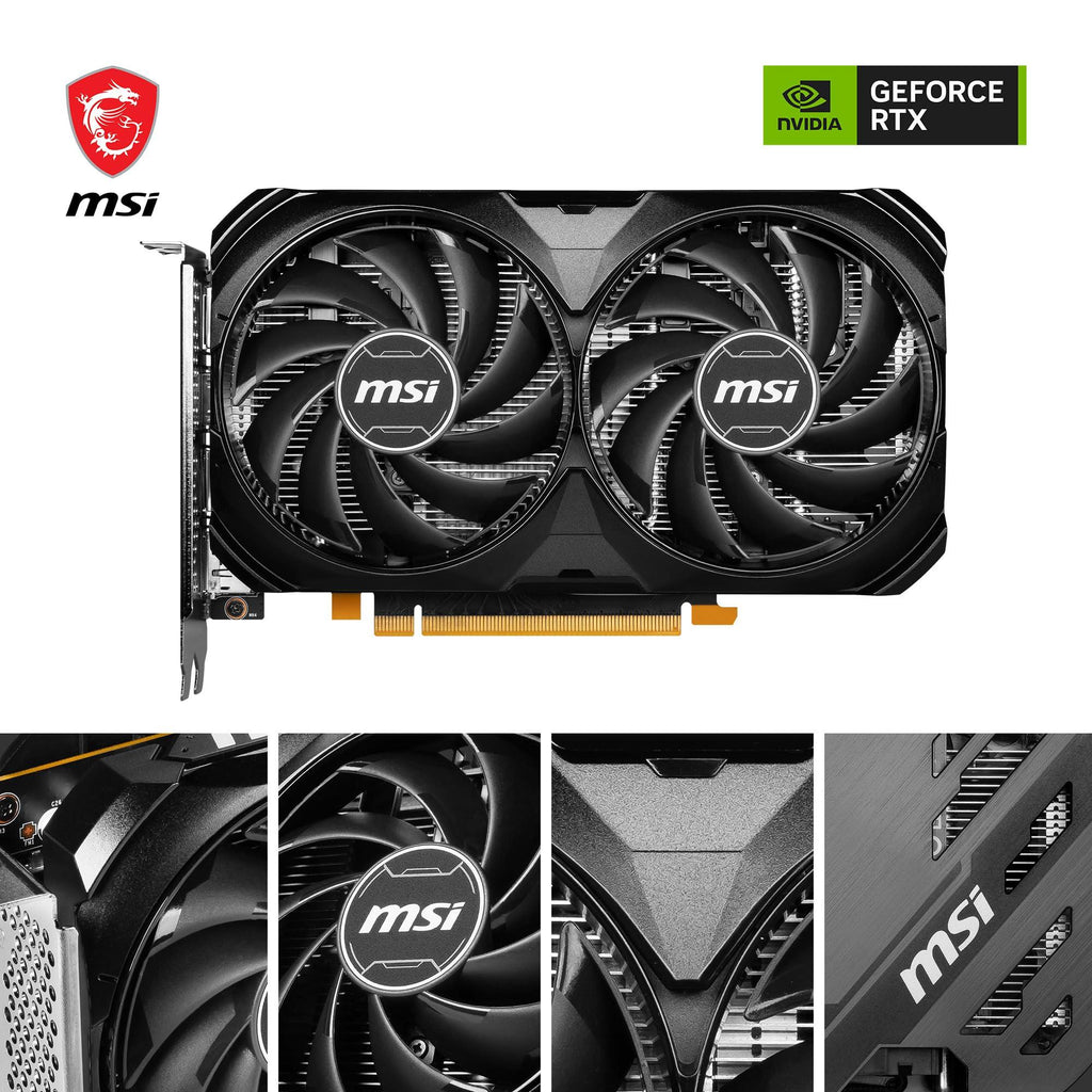 MSI Geforce RTX 4060 Ventus 2X Black 8G Oc 8Gb Gddr6 128-Bit Gaming Graphic Card, pci_e