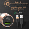 Duracell 65W Fast Car Charger Adapter with Dual Output. Quick Charge, Type C PD 45W & Qualcomm Certified 3.0 20W, Compatible for iPhone, All Smartphones, Tablets & More (Copper & Black)