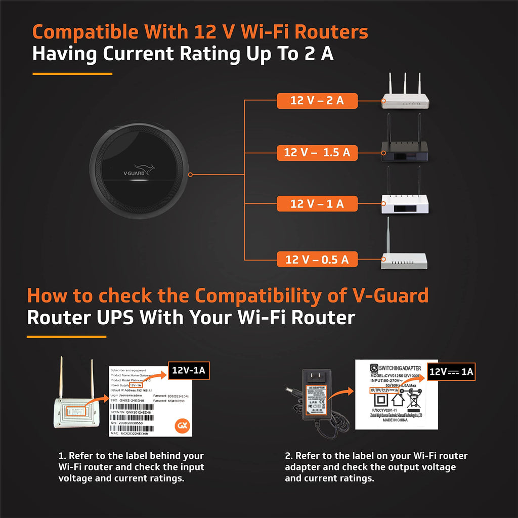 V-Guard Envibe Router UPS | 4-5 Hours of Uninterrupted Internet Connectivity | Mini UPS for 12 V Wi-Fi Router | for WiFi Router,Intercom,Set-Top Box,Alexa,and Mini Camera | 1 Year Warranty