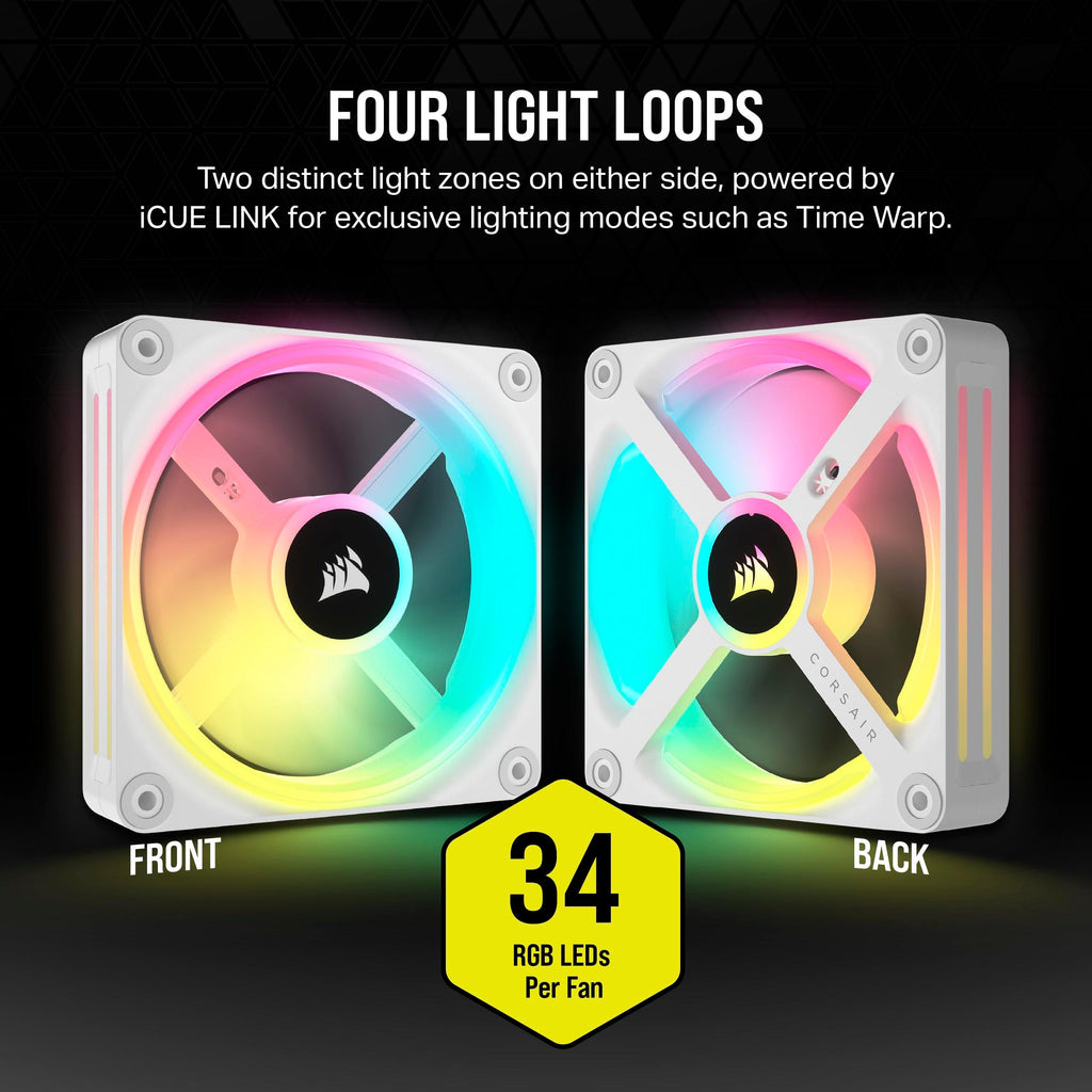 CORSAIR QX RGB Series, iCUE Link QX120 RGB White, 120mm Magnetic Dome RGB Fan, Expansion Kit