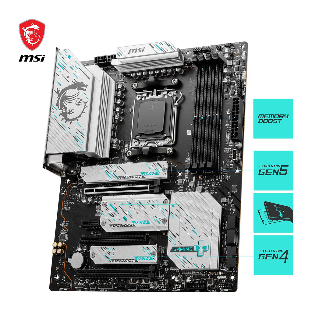 MSI X670E GAMING PLUS WIFI Motherboard, ATX - Supports AMD Ryzen 7000 Series Processors, AM5, DDR5 Memory Boost 7800+MHz/OC, 3 x PCIe 5.0 x16, 1 x M.2 Gen5, Wi-Fi 6E