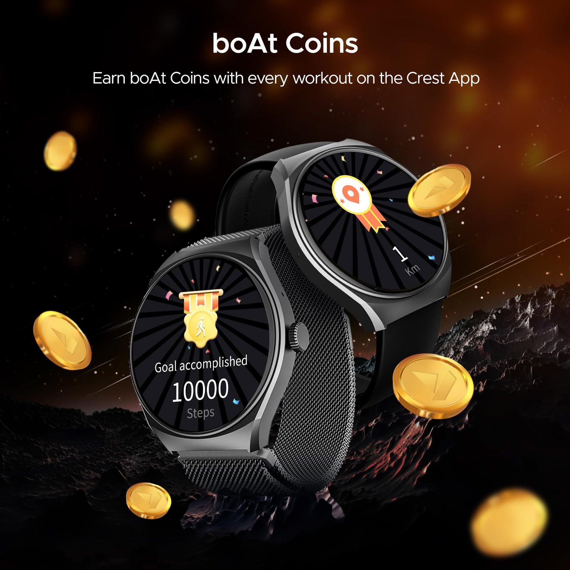 boAt Lunar Comet with 1.39" HD Display, Advanced Bluetooth Calling, Functional Crown, Multiple Sports Mode,100 Watch Faces, HR & SpO2 Monitoring,IP67, Smart Watch For Men & Women(Active Black) - Triveni World