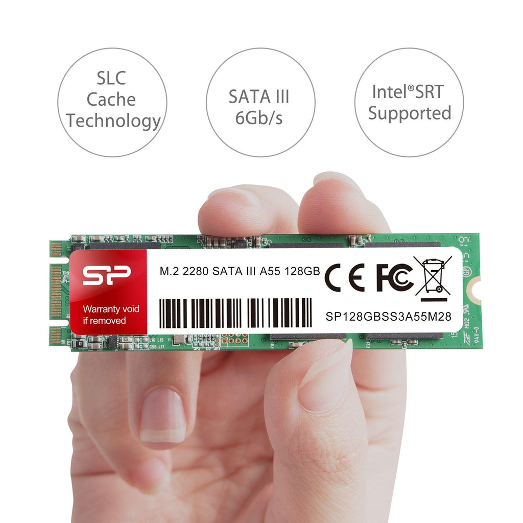 SP Silicon Power Silicon Power A55 128GB M.2 2280 SATA III SSD, 3D NAND with SLC Cache, Up to 560MB/s, Internal Solid State Drive for Desktop Laptop Computer