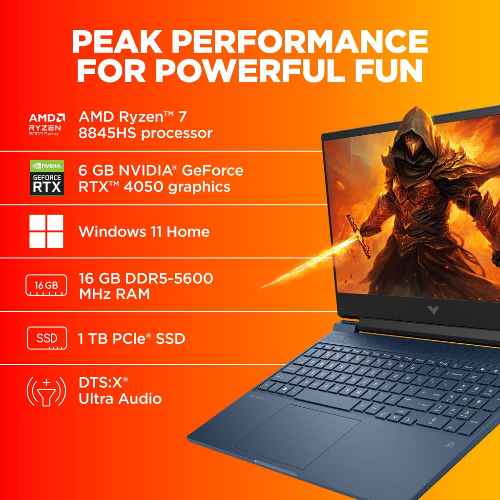 HP Victus Gaming Laptop, AMD Ryzen 7 8845HS AI Powered, 6GB RTX 4050 GPU,15.6-inch (39.6 cm),FHD, IPS,144Hz,16GB DDR5,1TB SSD, 300 nits, Win 11,Backlit KB, DTS:X Ultra (MSO, Blue, 2.29 kg), fb2117AX