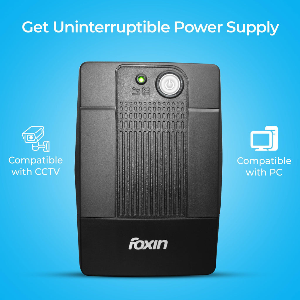 Foxin UPS 600va Uninterrupted Power Supply 360W with LED Indicator, for Desktop Computers, Laptops, Gaming PCs, WiFi Routers & More | BIS Approved | 2 Years Warranty