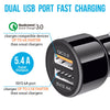 Ambrane 30W Fast Car Charger with Dual Output, Qualcomm Quick Charge 3.0 Compatible with all Cars for iPhone, All Smartphones, Tablets & More, Multi-Layers Protection (ACC11QC, Black)