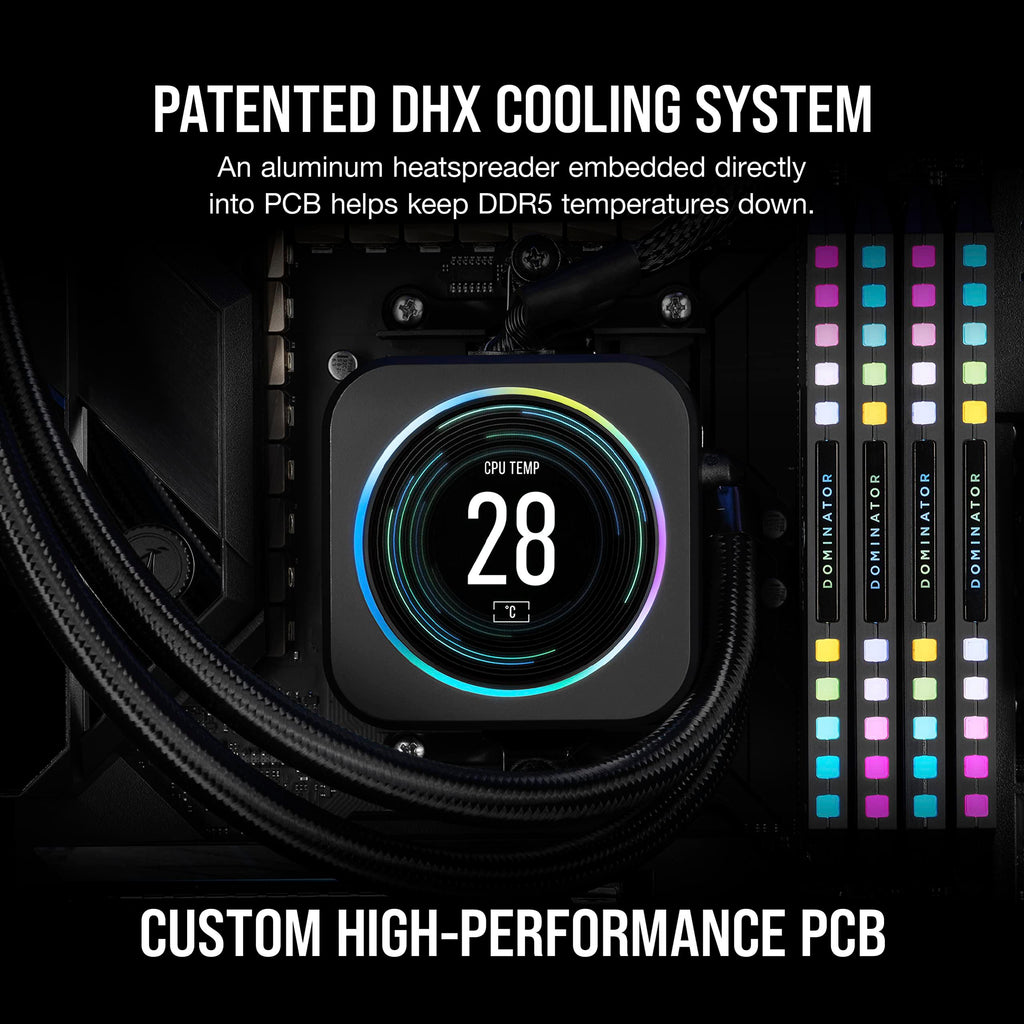 Corsair Dominator Platinum RGB DDR5 32GB (2x16GB) 5200MHz C40 AMD Optimized Desktop Memory (12 Ultra-Bright CAPELLIX RGB LEDs, Patented CORSAIR DHX Cooling, Custom AMD® Expo Profiles) Cool Gray