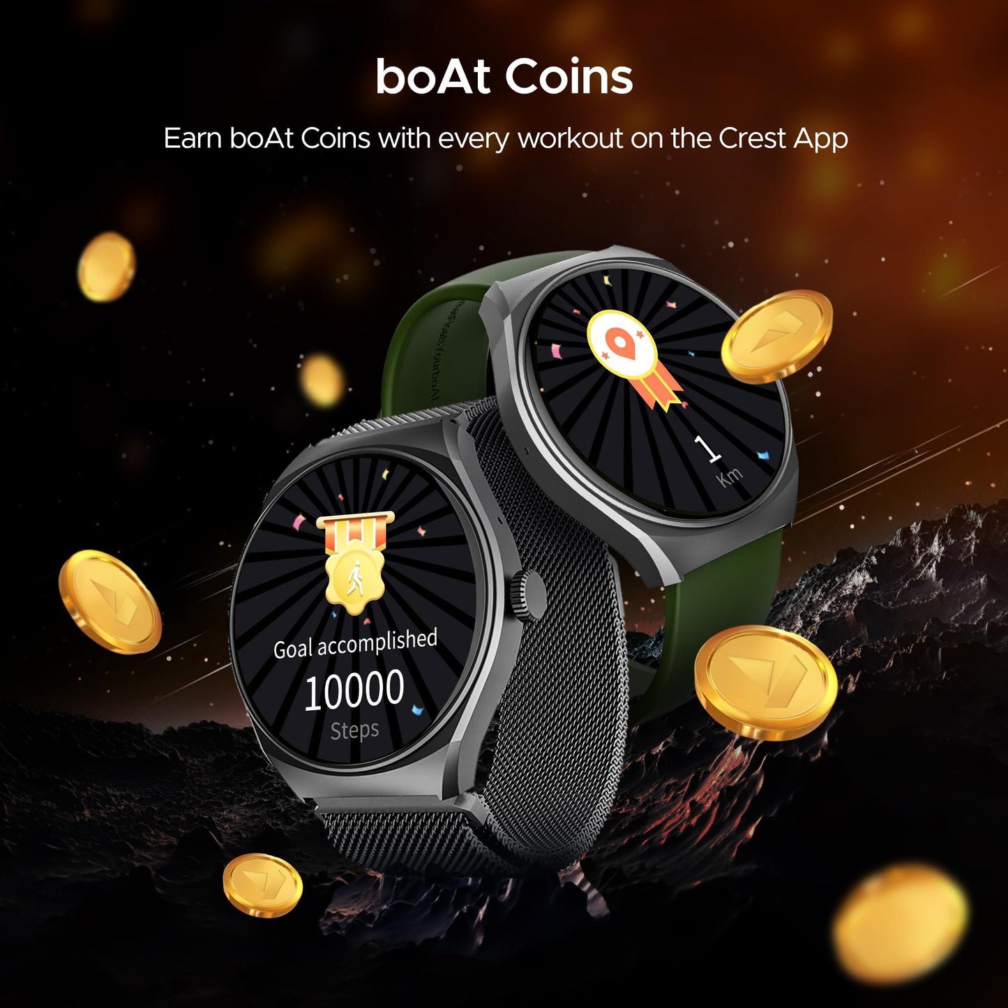 boAt Lunar Comet with 1.39" HD Display, Advanced Bluetooth Calling, Functional Crown, Multiple Sports Mode,100 Watch Faces, HR & SpO2 Monitoring,IP67, Smart Watch for Men & Women(Olive Green) - Triveni World