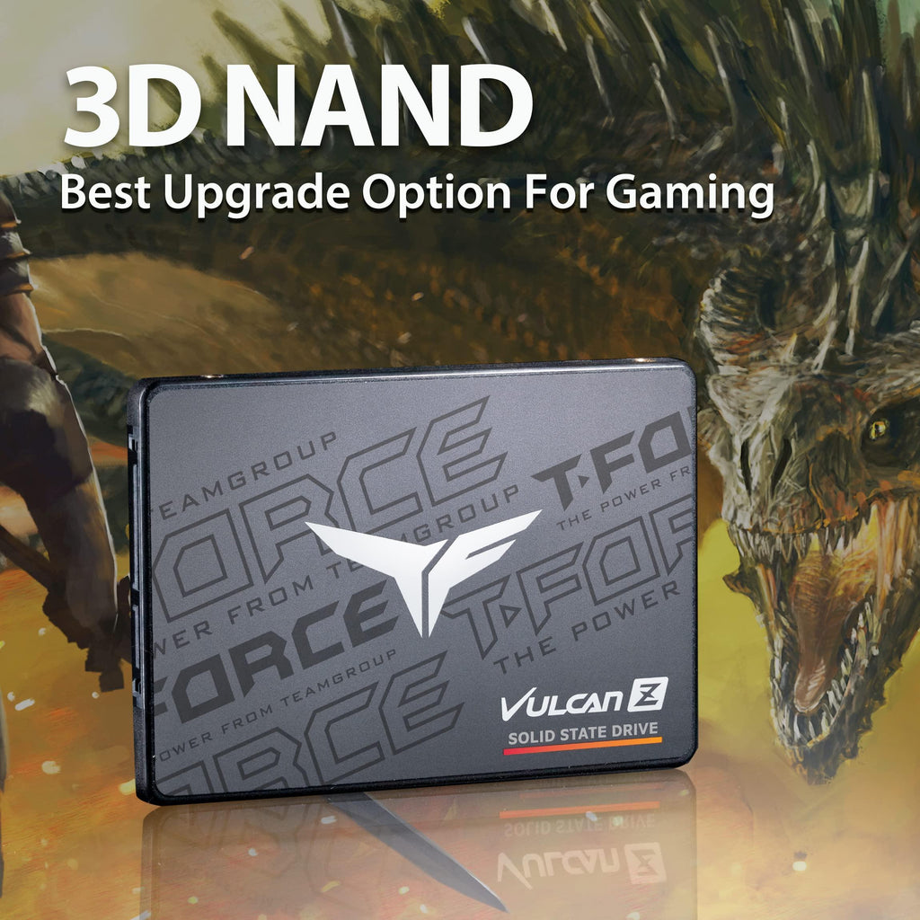 TEAMGROUP T-Force Vulcan Z 256GB SLC Cache 3D NAND TLC 2.5 Inch SATA III Gaming Internal Solid State Drive SSD (R/W Speed up to 520/430 MB/s) T253TZ256G0C101