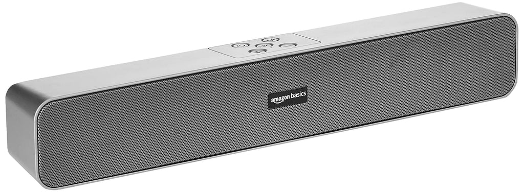 amazon basics Bluetooth Speaker 5.0 Soundbar with 16W RMS, 2000mAh Battery, Upto 19 Hrs Playtime Aux/USB Port (Grey)