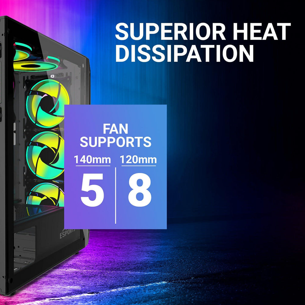 Ant Esports SX3 Mid- Tower Computer Case/Gaming Cabinet - Black | Support E-ATX, ATX, Micro-ATX, Mini-ITX | Pre- Installed 1 Rear Fan