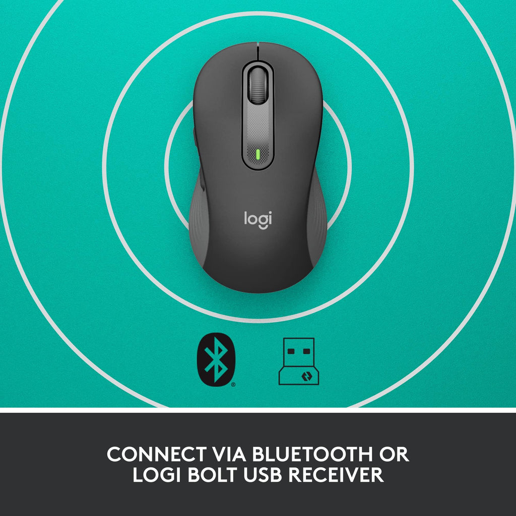 Logitech Signature M650 L Full Size Wireless Mouse - for Large Sized Hands, 2-Year Battery, Silent Clicks, Customisable Side Buttons, Bluetooth, for PC/Mac/Multi-Device/Chromebook - Graphite