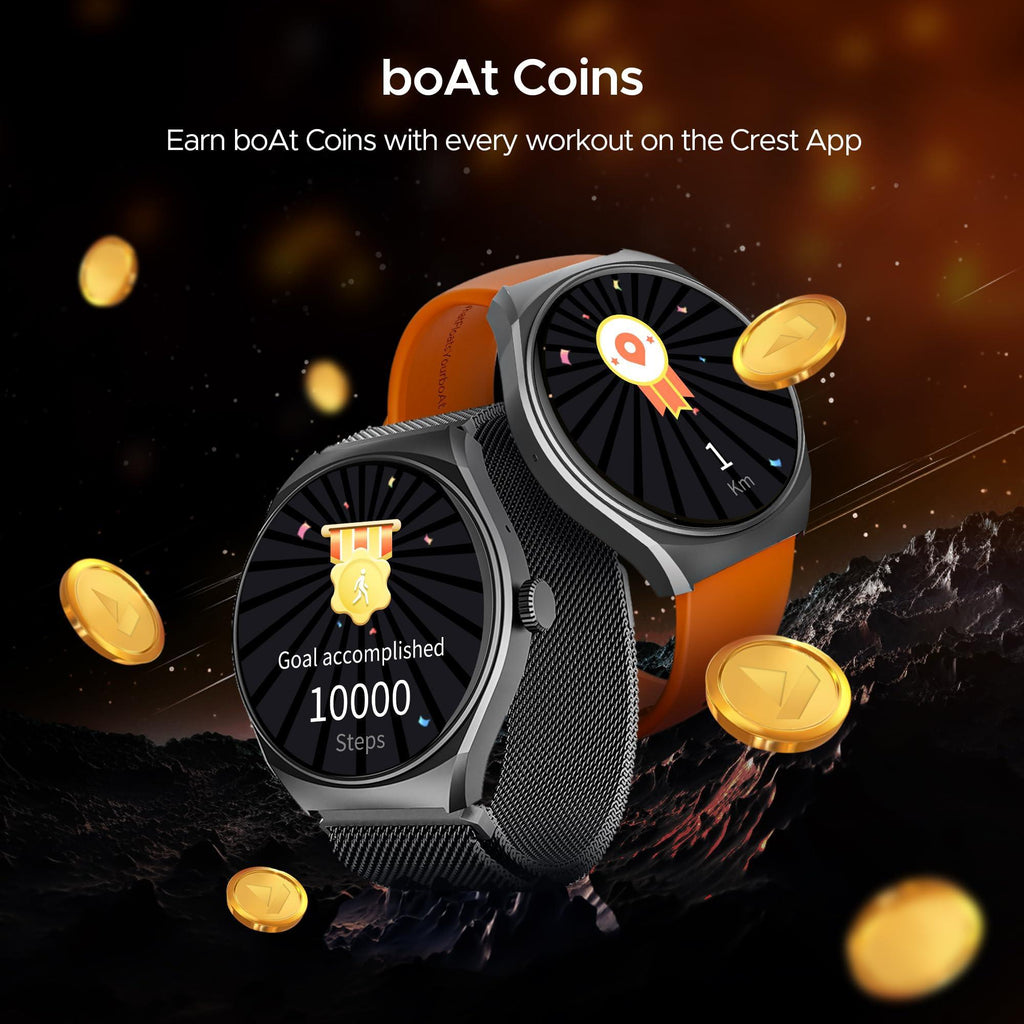 boAt Lunar Comet with 1.39" HD Display, Advanced Bluetooth Calling, Functional Crown, Multiple Sports Mode,100 Watch Faces, HR & SpO2 Monitoring,IP67, Smart Watch for Men & Women(Royal Orange) - Triveni World