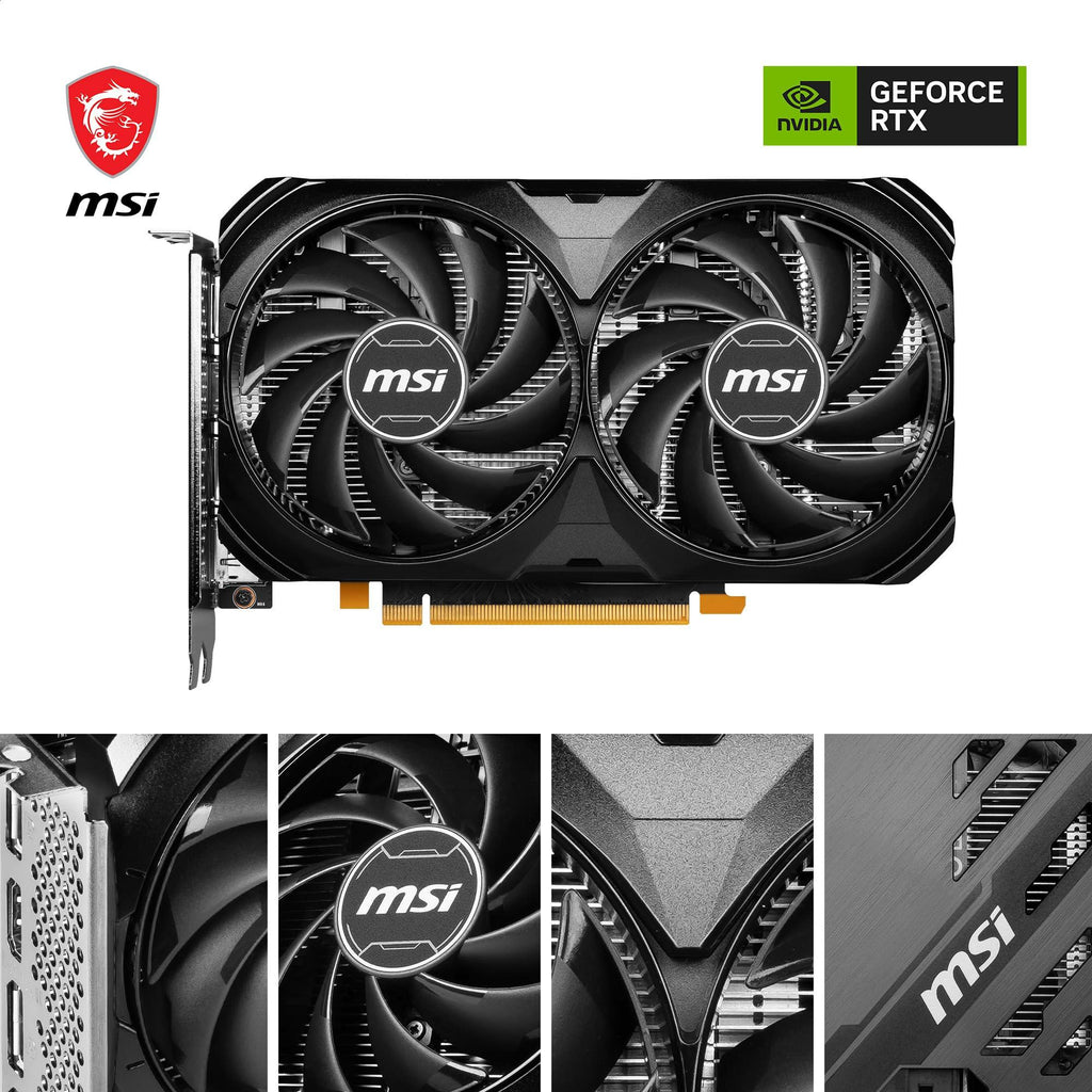 MSI GeForce RTX 4060 Ti Ventus 2X Black 16G OC Graphic Card - NVIDIA GeForce RTX 4060 Ti Super GPU, 16GB GDDR6 128-bit Memory, 18 Gbps, PCI Express 4 Interface, Upto 2610 MHz, TORX Fan 4.0