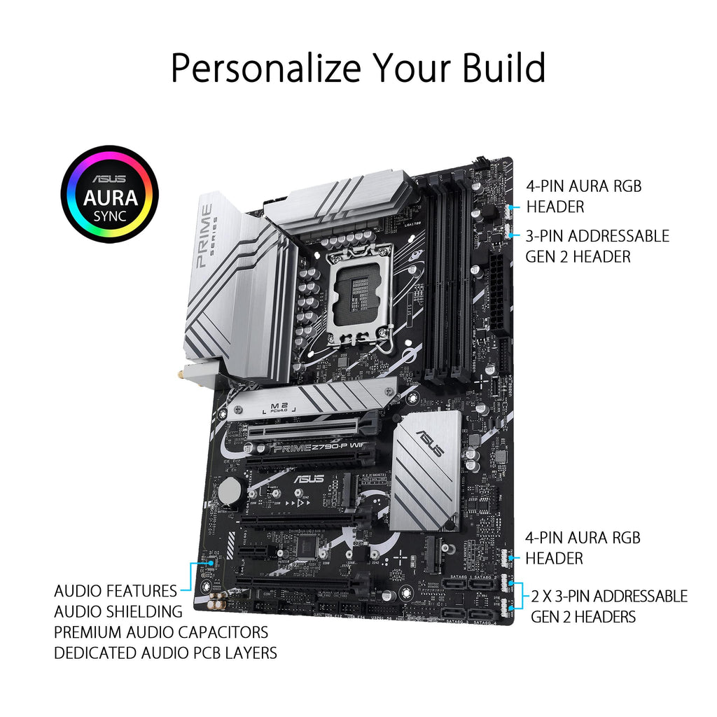 ASUS Prime Z790-P Wifi Lga 1700(Intel 13Th &12Th Gen) Atx Motherboard (Pcie 5.0,Ddr5,14+1 Power Stages,3X M.2,Wifi 6,Bluetooth V5.2,2.5Gb LAN, Front Panel USB 3.2 Gen 2 Type-C, Thunderbolt 4/Usb4)