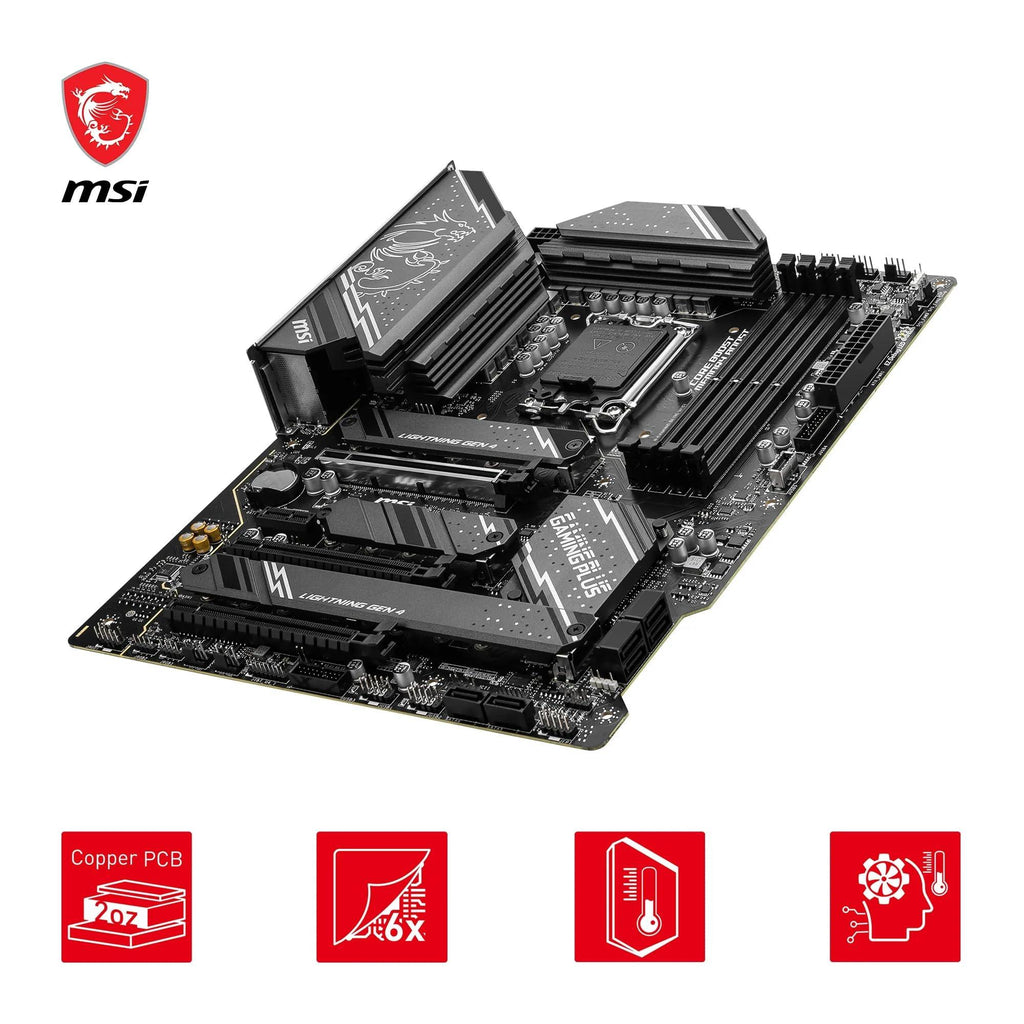 MSI Z790 GAMING PLUS WIFI Motherboard, ATX - Supports 14th/13th/12th Gen Intel Core Processors, LGA 1700 - DDR5 Memory Boost 7200+MHz/OC, 1 x PCIe 5.0 x16, 4 x M.2 Gen4, 2.5G LAN, Wi-Fi 6E