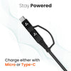 Ambrane 2 in 1 Type-C & Micro USB Cable with 3A Fast Charging Mobile Cable, 480 mbps Data Sync, Quick Charge 3.0, 1m Braided Cable, Compatible with All Type-C & Micro USB Devices (ABDC-10, Black)