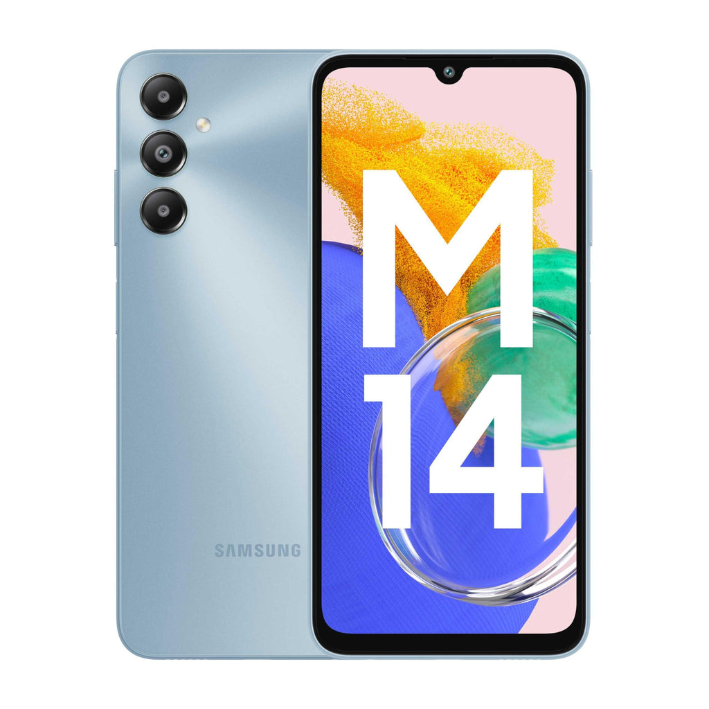 Samsung Galaxy M14 4G (Arctic Blue,6GB,128GB) | 50MP Triple Cam | 5000mAh Battery | Snapdragon 680 Processor | 2 Gen. OS Upgrade & 4 Year Security Update | 12GB RAM with RAM Plus | Without Charger - Triveni World