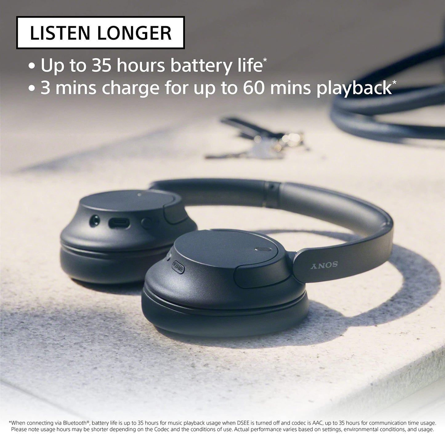 Sony WH-CH720N, Wireless Over-Ear Active Noise Cancellation Headphones with Mic, up to 35 Hours Playtime, Multi-Point Connection, App Support, AUX & Voice Assistant Support for Mobile Phones (Black) - Triveni World