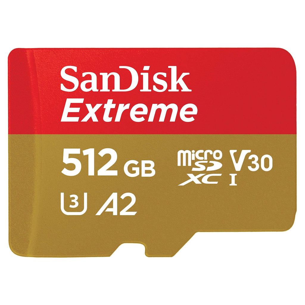 SanDisk Extreme 512GB microSDXC UHS-I, V30, 190MB/s Read, 130MB/s Write, Memory Card for 4K Video on Smartphones, Action Cams and Drones