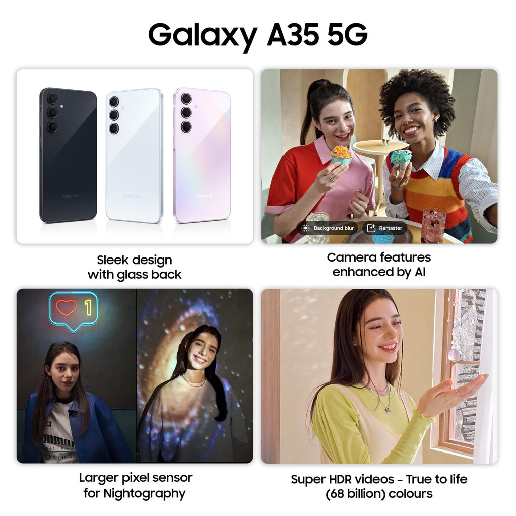 Samsung Galaxy A35 5G (Awesome Navy, 8GB RAM, 256GB Storage) | Premium Glass Back | 50 MP Main Camera (OIS) | Nightography | IP67 | Corning Gorilla Glass Victus+ | sAMOLED with Vision Booster - Triveni World