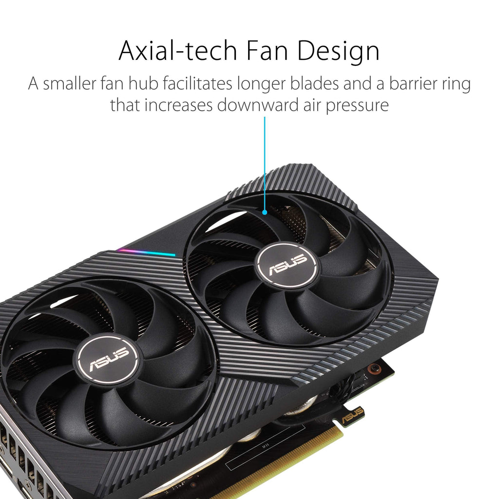 ASUS Dual Nvidia Geforce RTX 3050 Oc Edition Gaming Graphics Card (Pcie 4.0, 8Gb Gddr6 Memory, Hdmi 2.1, Displayport 1.4A, 2-Slot Design, Axial-Tech Fan Design, 0Db Technology, Steel Bracket) - Pci_E