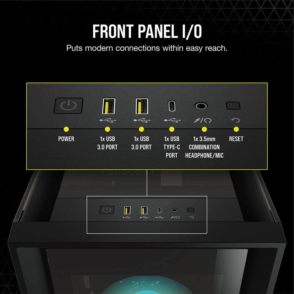 Corsair iCUE 5000X RGB Tempered Glass Mid-Tower ATX Computer Case/Gaming Cabinet - Black - CC-9011212-WW