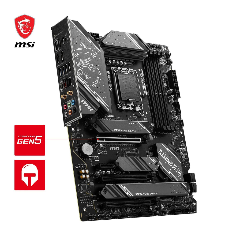 MSI Z790 GAMING PLUS WIFI Motherboard, ATX - Supports 14th/13th/12th Gen Intel Core Processors, LGA 1700 - DDR5 Memory Boost 7200+MHz/OC, 1 x PCIe 5.0 x16, 4 x M.2 Gen4, 2.5G LAN, Wi-Fi 6E