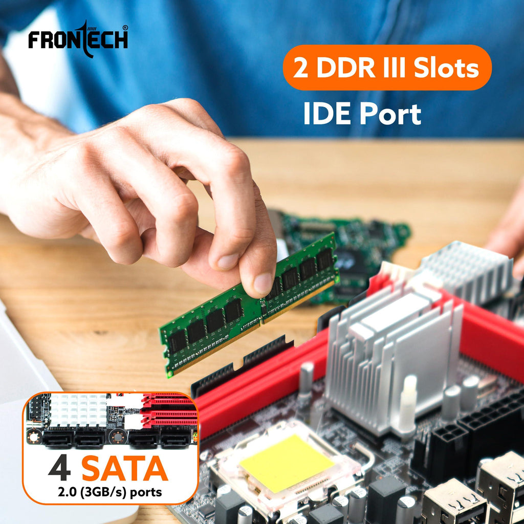 FRONTECH G41 Chipset Motherboard with 2xDDR3 RAM Slots LGA775 Supports Core 2 Quad/Core 2 Extreme/Duo/Pentium/Celeron Processors|6+2 USB Ports|PCIe 16x|4xSATA Slots |1xHDMI, 1xVGA (FT-0464)